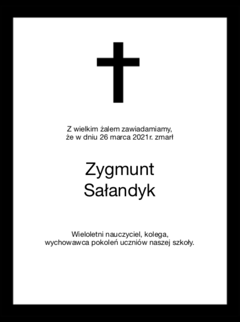 Informacja o pogrzebie Zygmunta Sałandyka